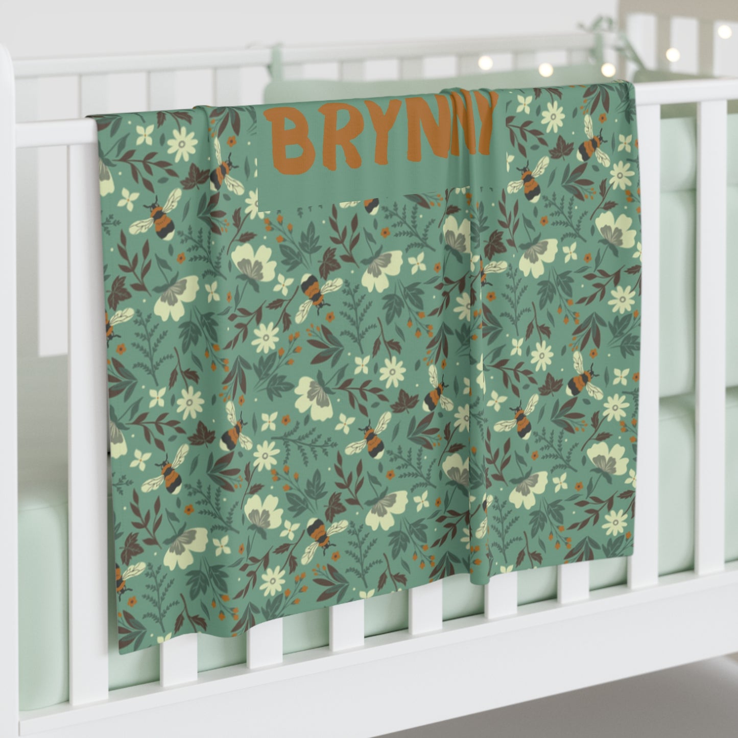 Buzzing Bees Swaddle Blanket (INCLUDE CUSTOM NAME & FONT OPTION IN NOTES AT CHECKOUT)