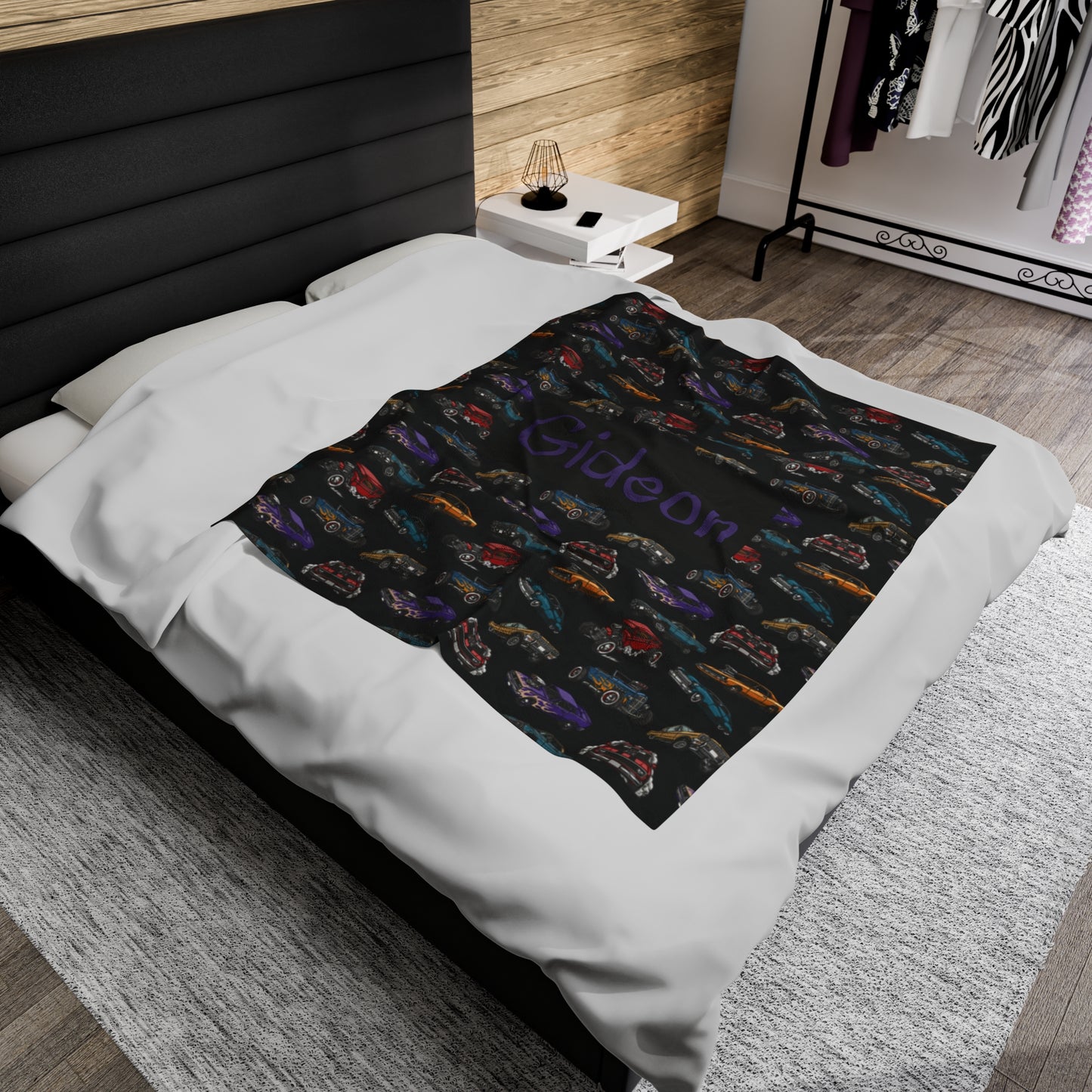 Hotrod Road Velveteen Plush Blanket (INCLUDE CUSTOM NAME & FONT OPTION IN NOTES AT CHECKOUT)