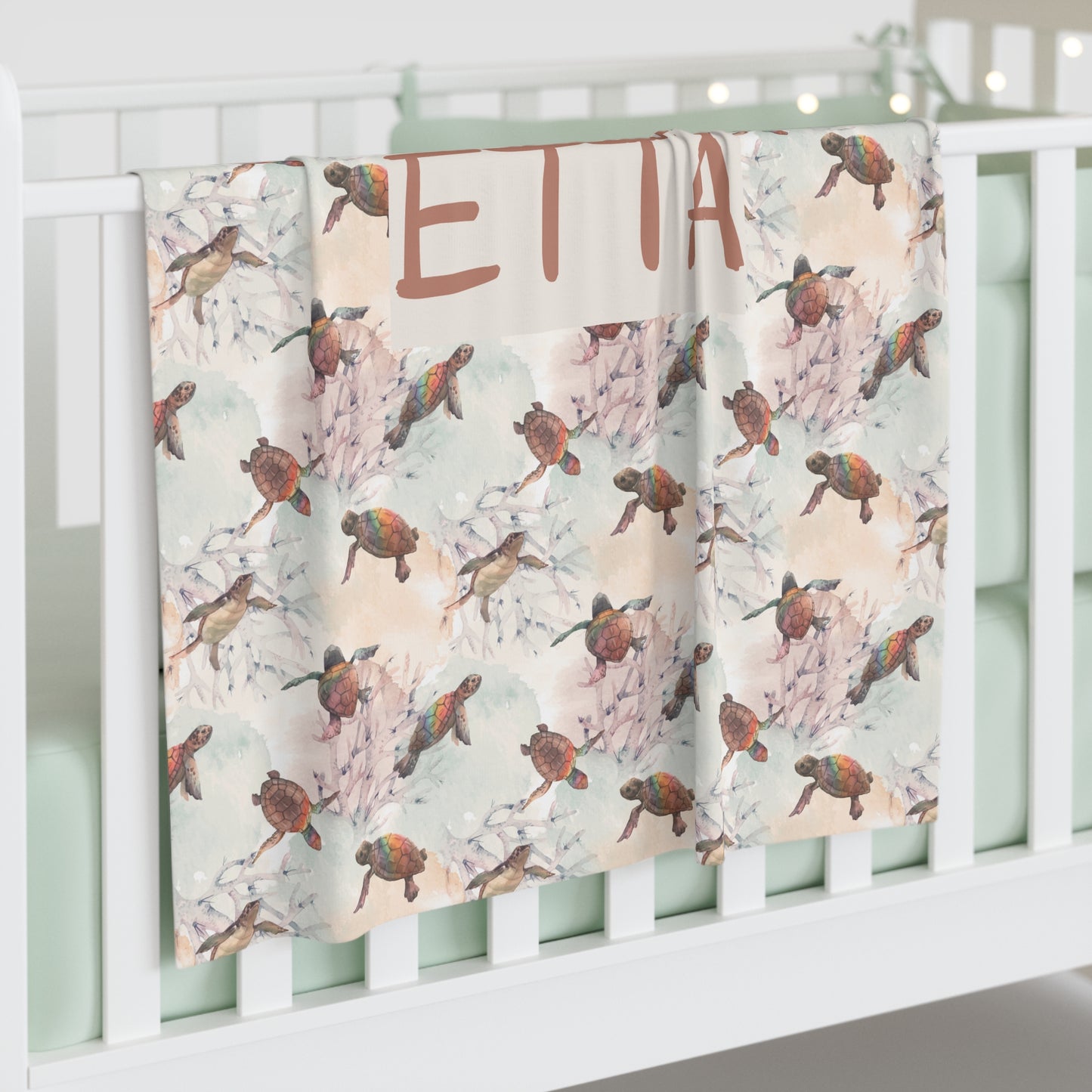 Seas The Rainbow Swaddle Blanket (INCLUDE CUSTOM NAME & FONT OPTION IN NOTES AT CHECKOUT)