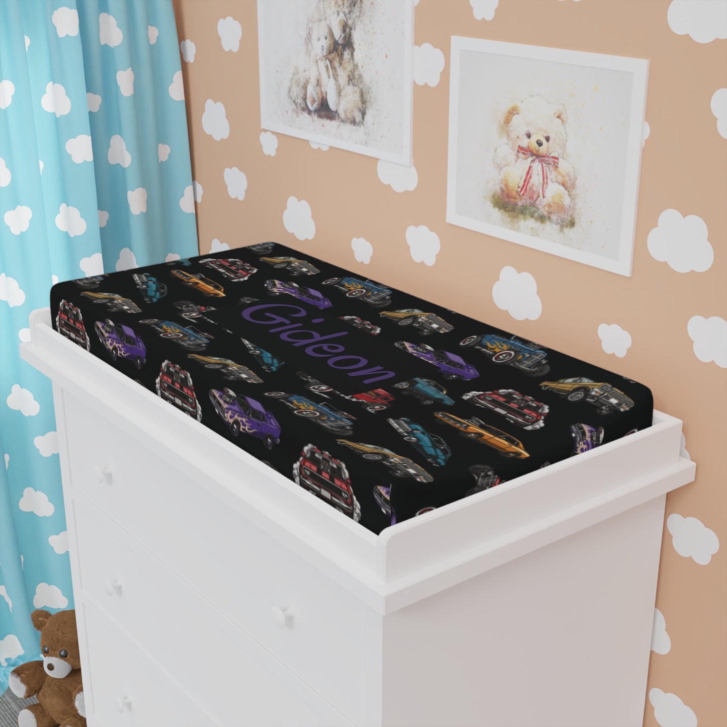 Hotrod Road Changing Pad Cover (INCLUDE CUSTOM NAME & FONT OPTION IN NOTES AT CHECKOUT)
