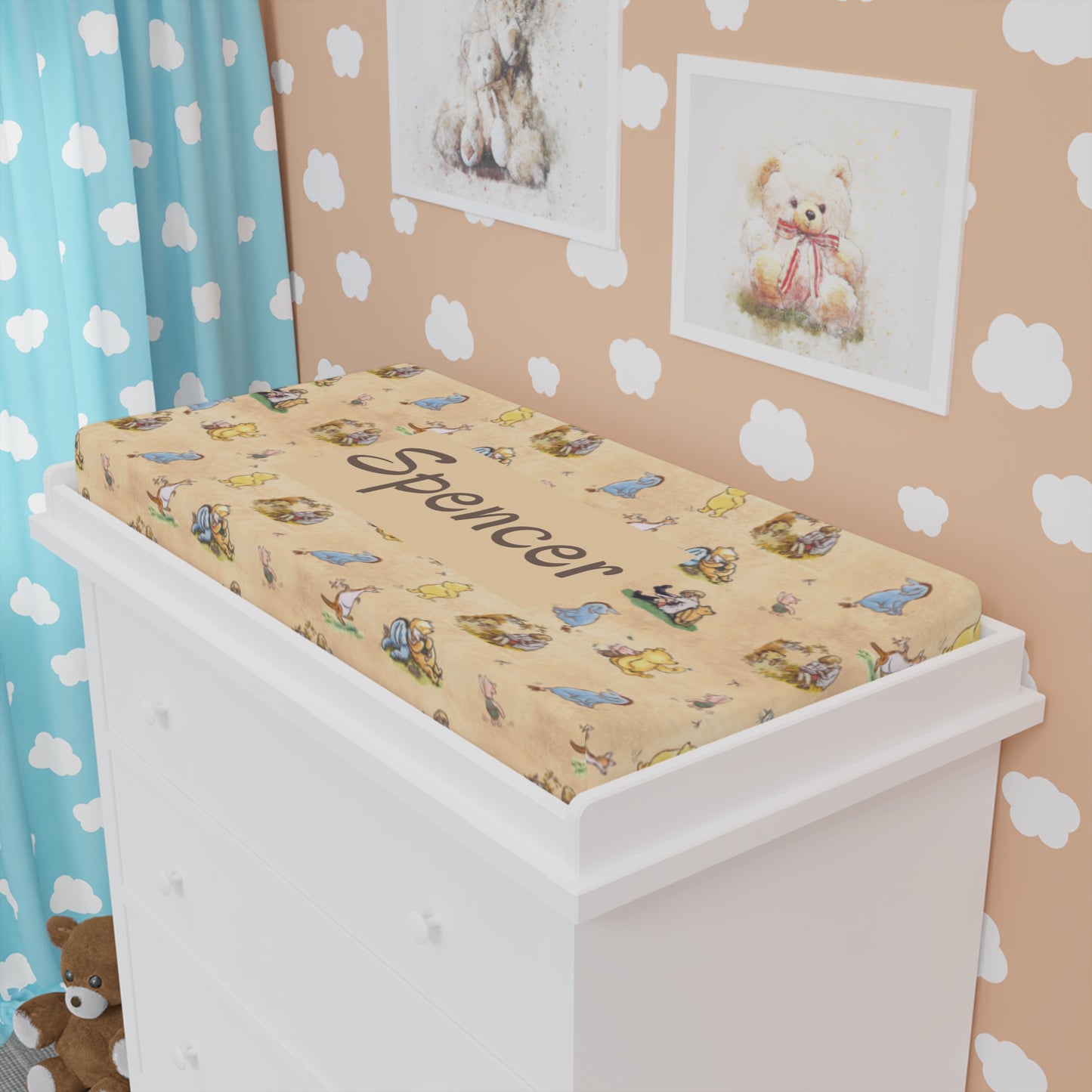 Beary Best Friends Changing Pad Cover (INCLUDE CUSTOM NAME & FONT OPTION IN NOTES AT CHECKOUT)