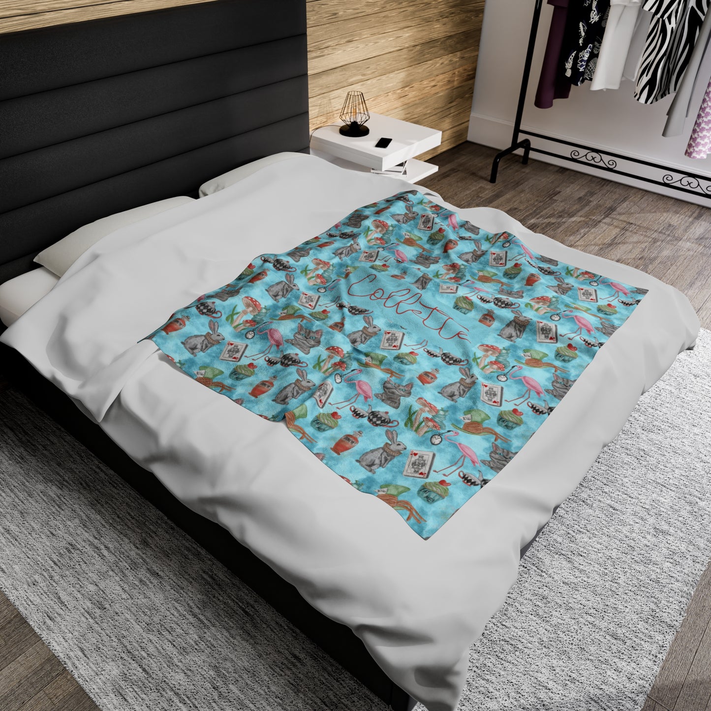 We’re All Mad Here Velveteen Plush Blanket (INCLUDE CUSTOM NAME IN NOTES AT CHECKOUT)