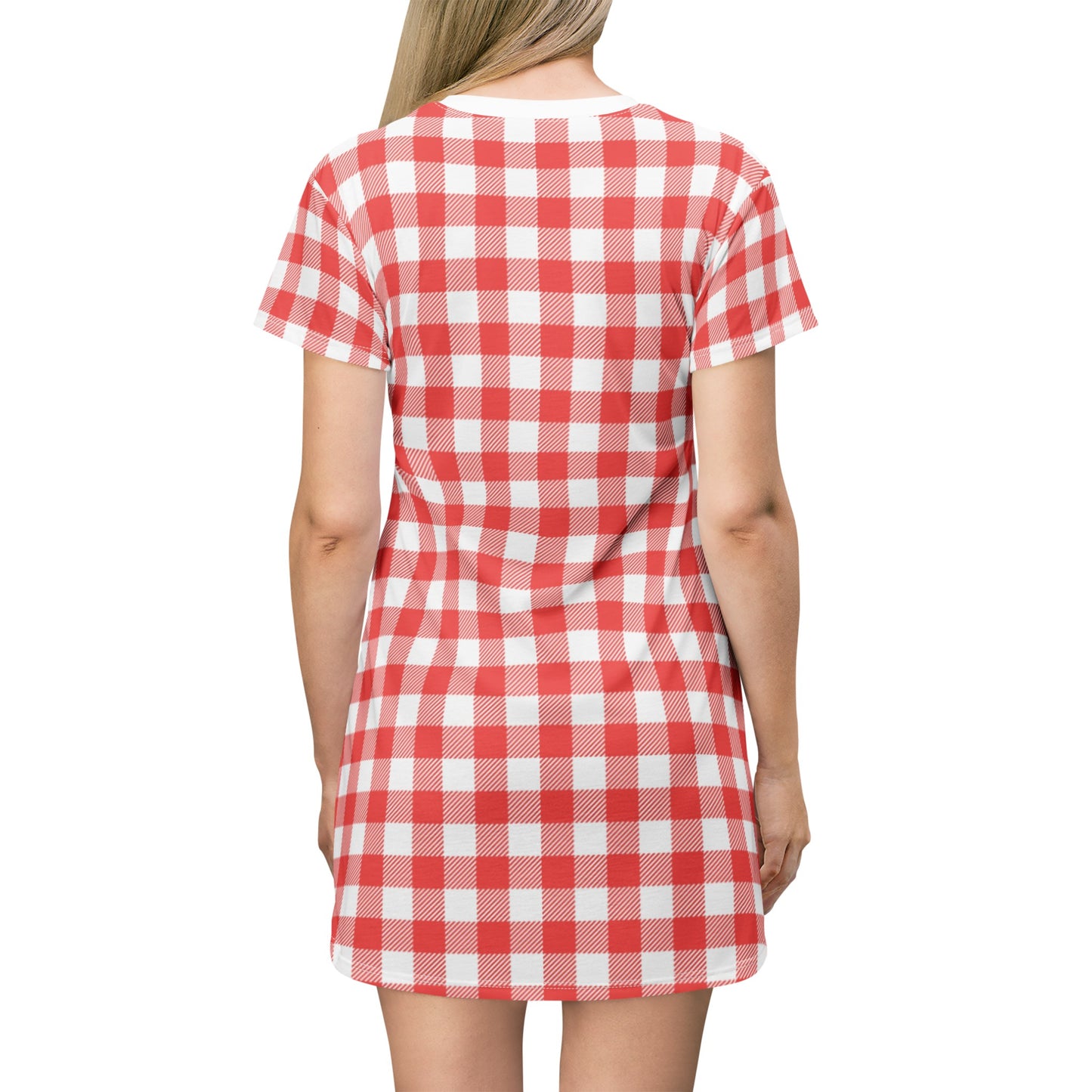 Red Gingham T-Shirt Dress