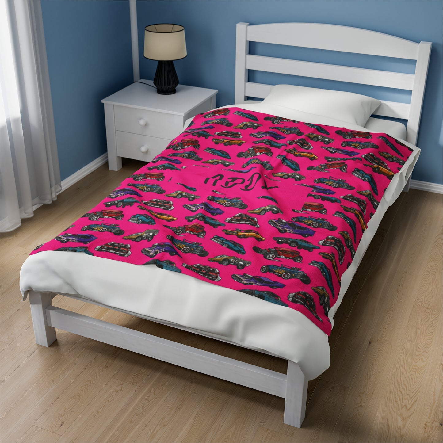 Hotrod Rose Velveteen Plush Blanket (INCLUDE CUSTOM NAME & FONT OPTION IN NOTES AT CHECKOUT)