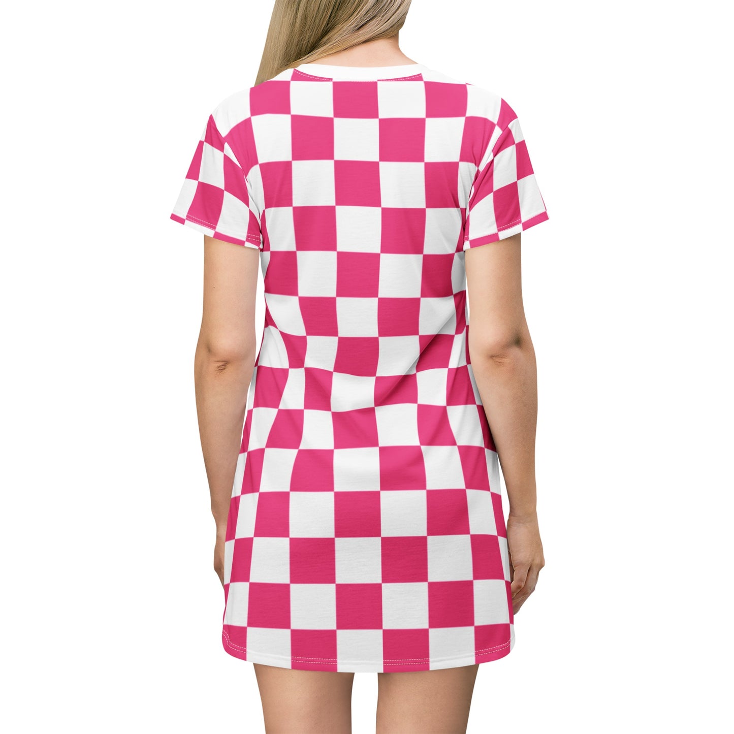 Pink Checks T-Shirt Dress