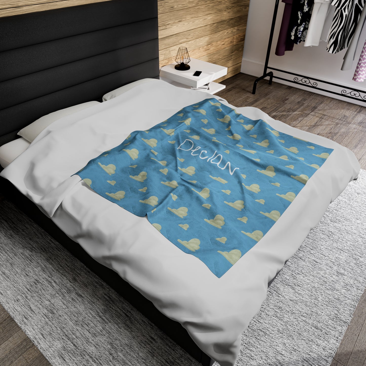 Clouds Velveteen Plush Blanket (INCLUDE CUSTOM NAME & FONT OPTION IN NOTES AT CHECKOUT)
