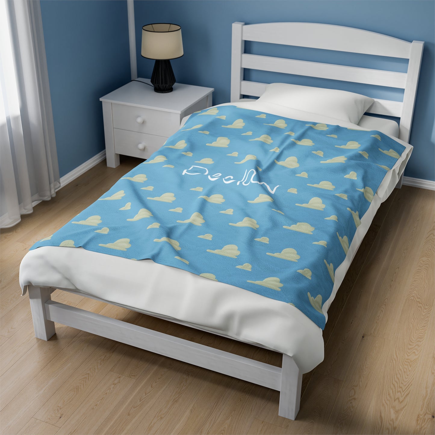Clouds Velveteen Plush Blanket (INCLUDE CUSTOM NAME & FONT OPTION IN NOTES AT CHECKOUT)