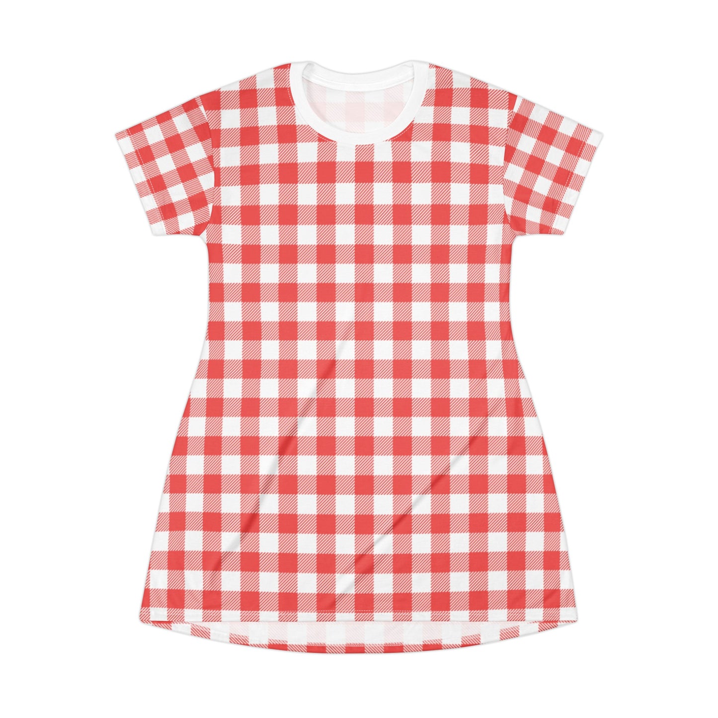 Red Gingham T-Shirt Dress