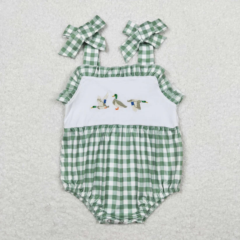 Green Gingham Duck Ruffle Bubble