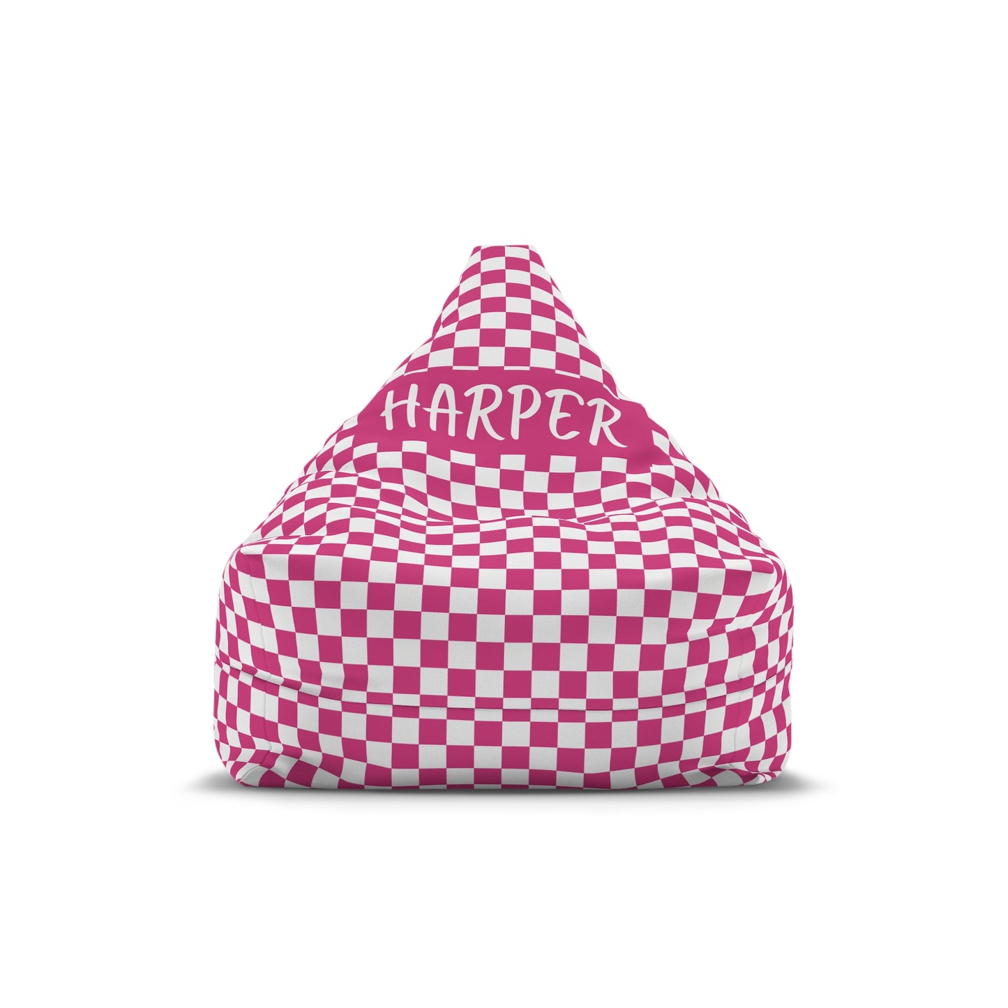 Pink Checks Bean Bag Chair Cover (INCLUDE CUSTOM NAME & FONT OPTION IN NOTES AT CHECKOUT)