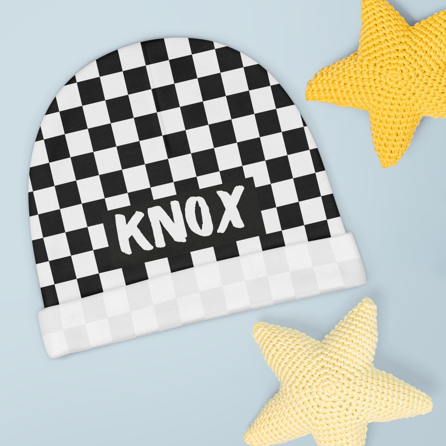 Checks Baby Beanie (INCLUDE CUSTOM NAME & FONT OPTION IN NOTES AT CHECKOUT)