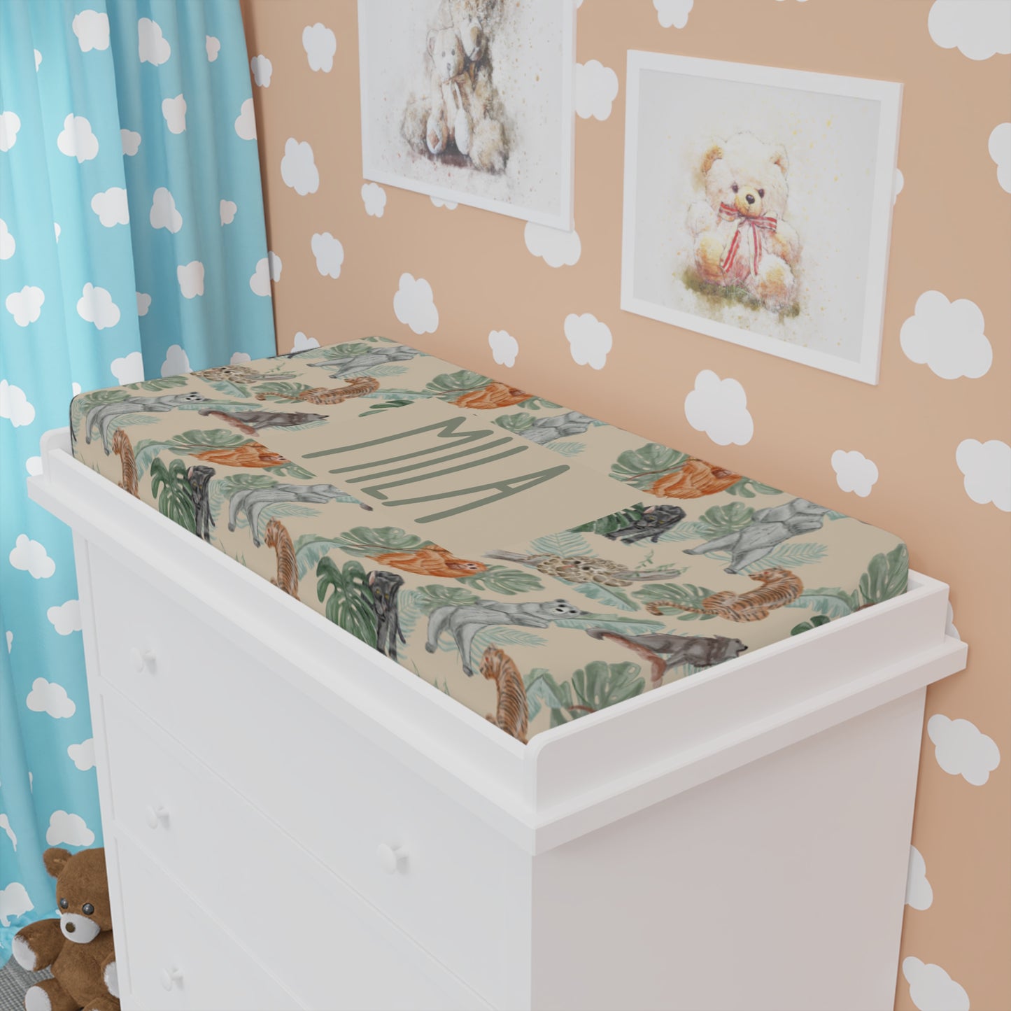 Bear Necessities Changing Pad Cover (INCLUDE CUSTOM NAME & FONT OPTION IN NOTES AT CHECKOUT)