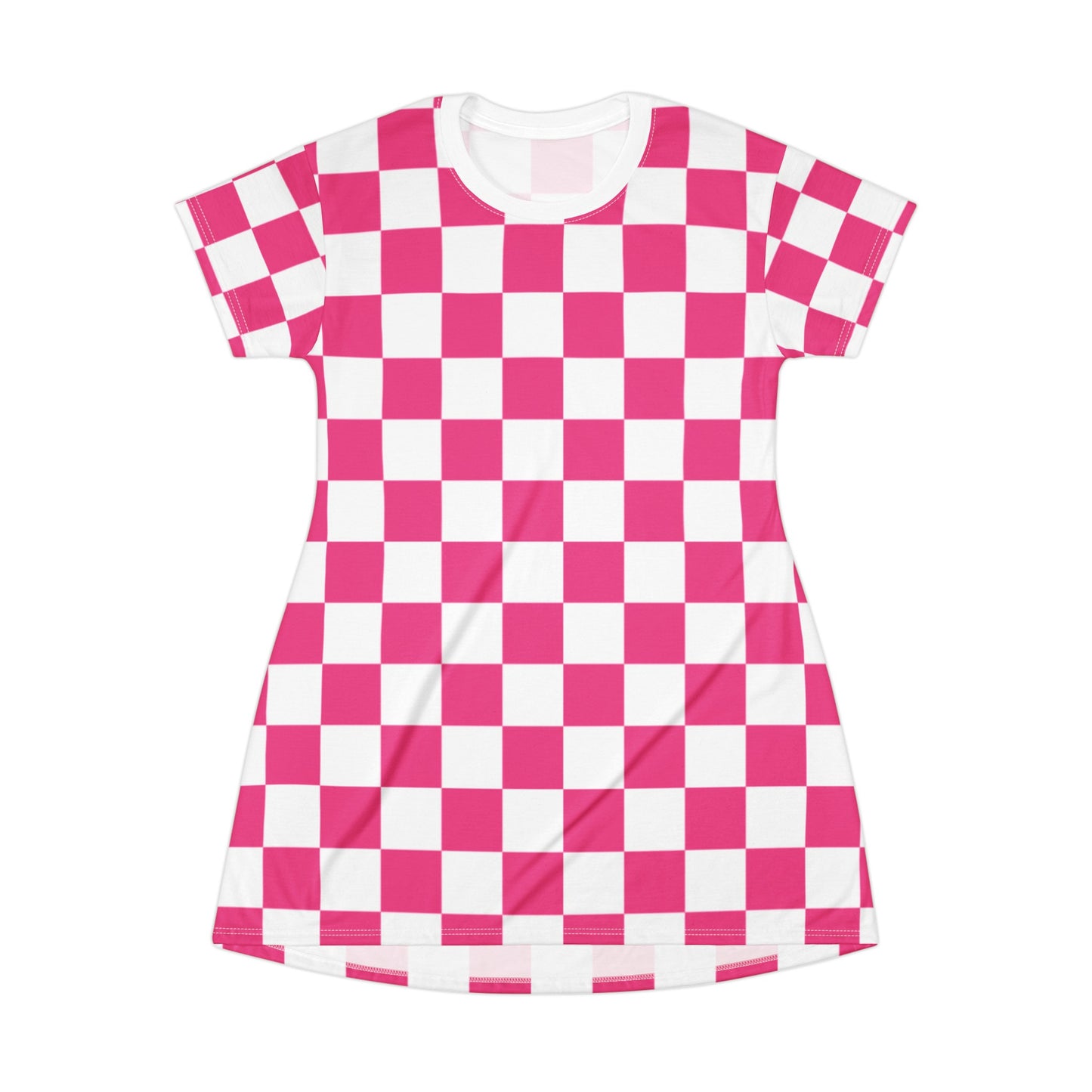 Pink Checks T-Shirt Dress