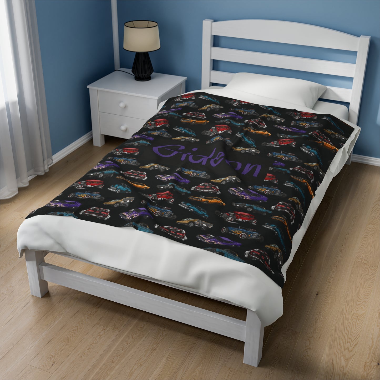 Hotrod Road Velveteen Plush Blanket (INCLUDE CUSTOM NAME & FONT OPTION IN NOTES AT CHECKOUT)