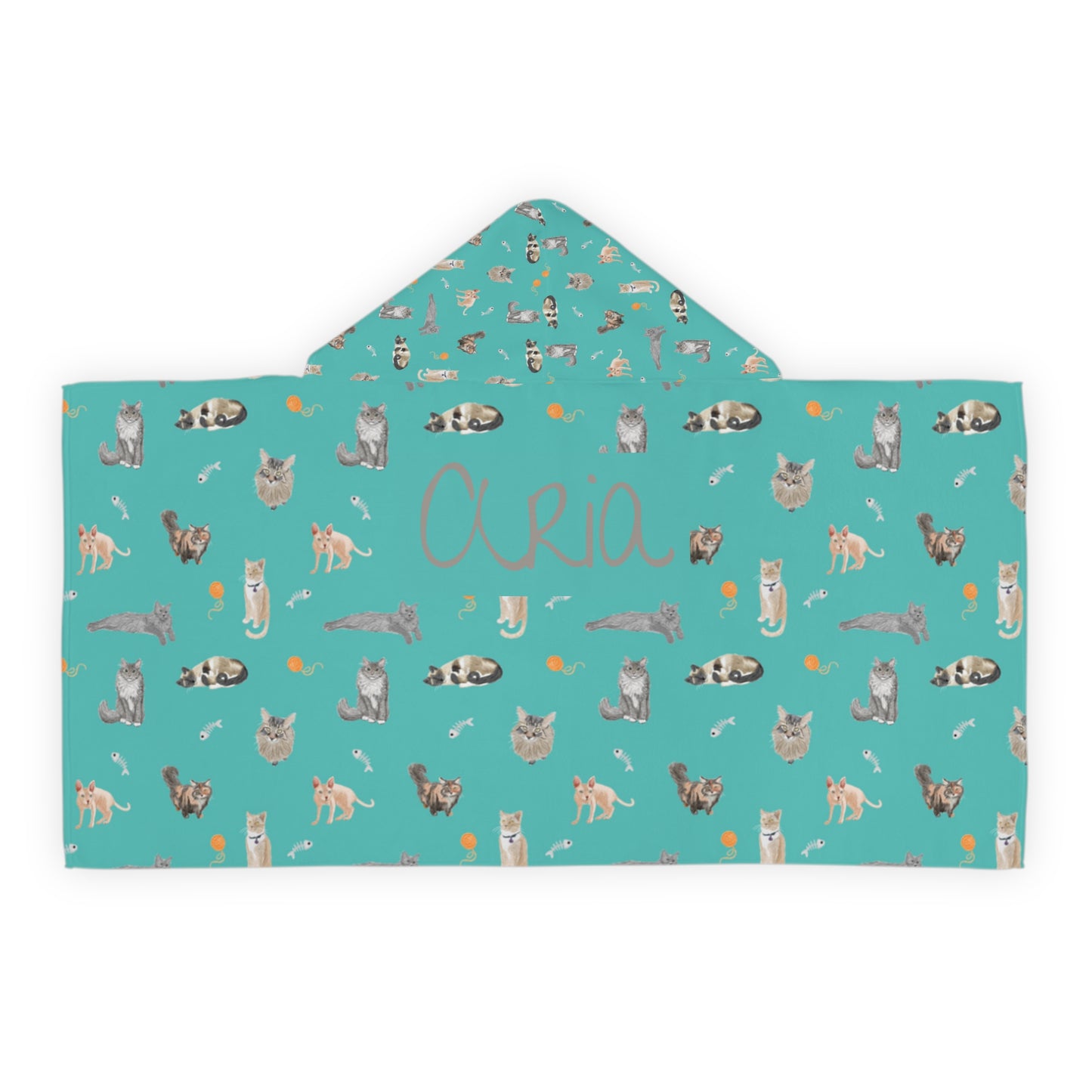 Purr-fectly Cozy Youth Hooded Towel (INCLUDE CUSTOM NAME & FONT OPTION IN NOTES AT CHECKOUT)