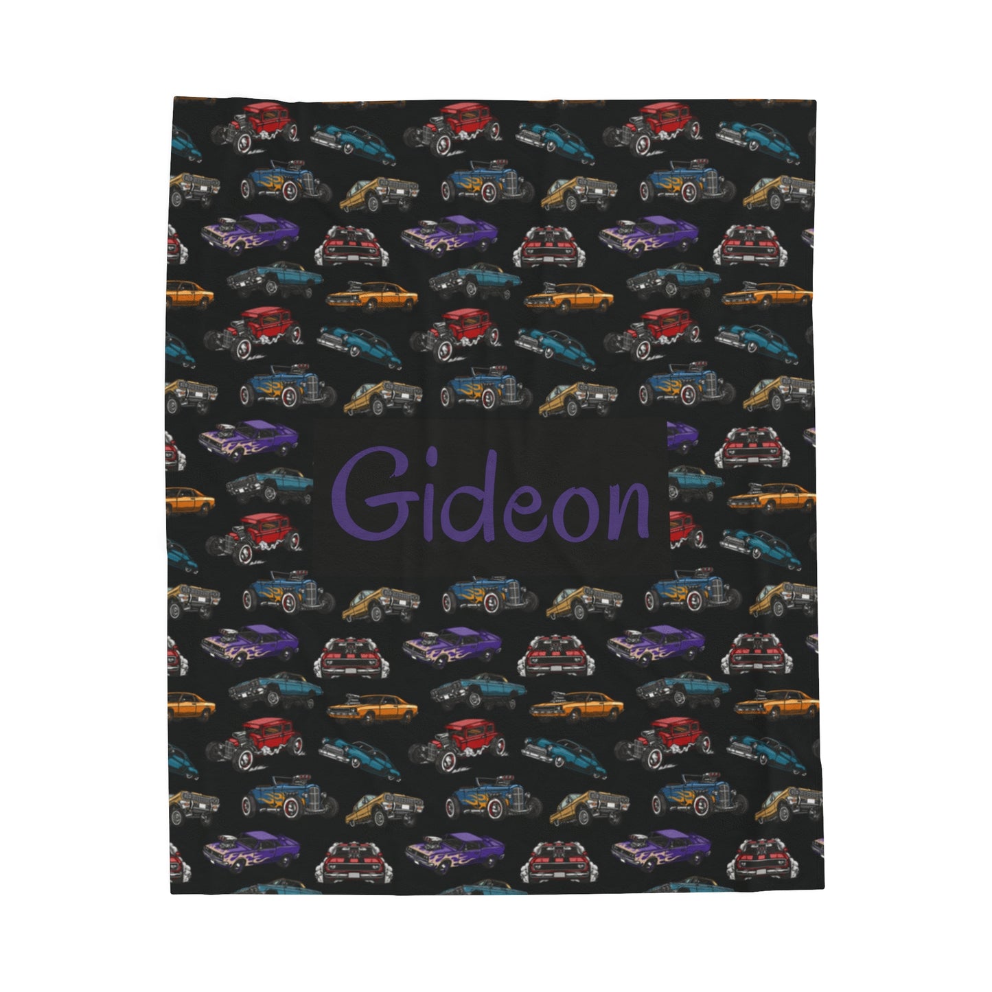 Hotrod Road Velveteen Plush Blanket (INCLUDE CUSTOM NAME & FONT OPTION IN NOTES AT CHECKOUT)