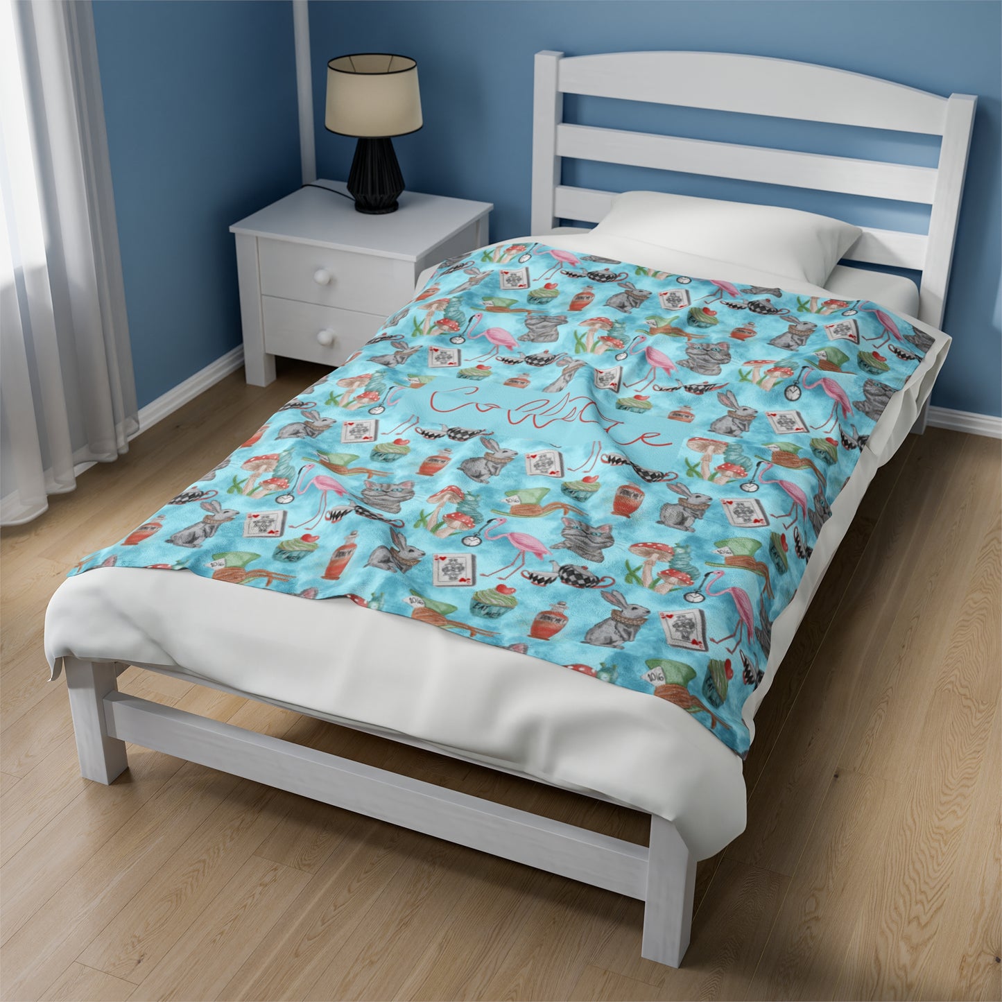 We’re All Mad Here Velveteen Plush Blanket (INCLUDE CUSTOM NAME IN NOTES AT CHECKOUT)