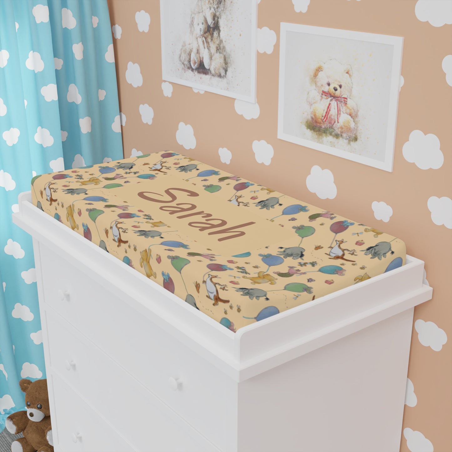 Beary Best Party Changing Pad Cover (INCLUDE CUSTOM NAME & FONT OPTION IN NOTES AT CHECKOUT)