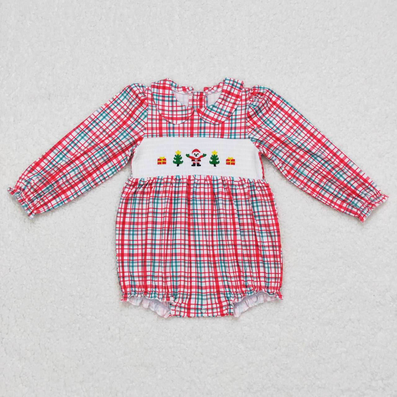Smocked Plaid Santa Outfits