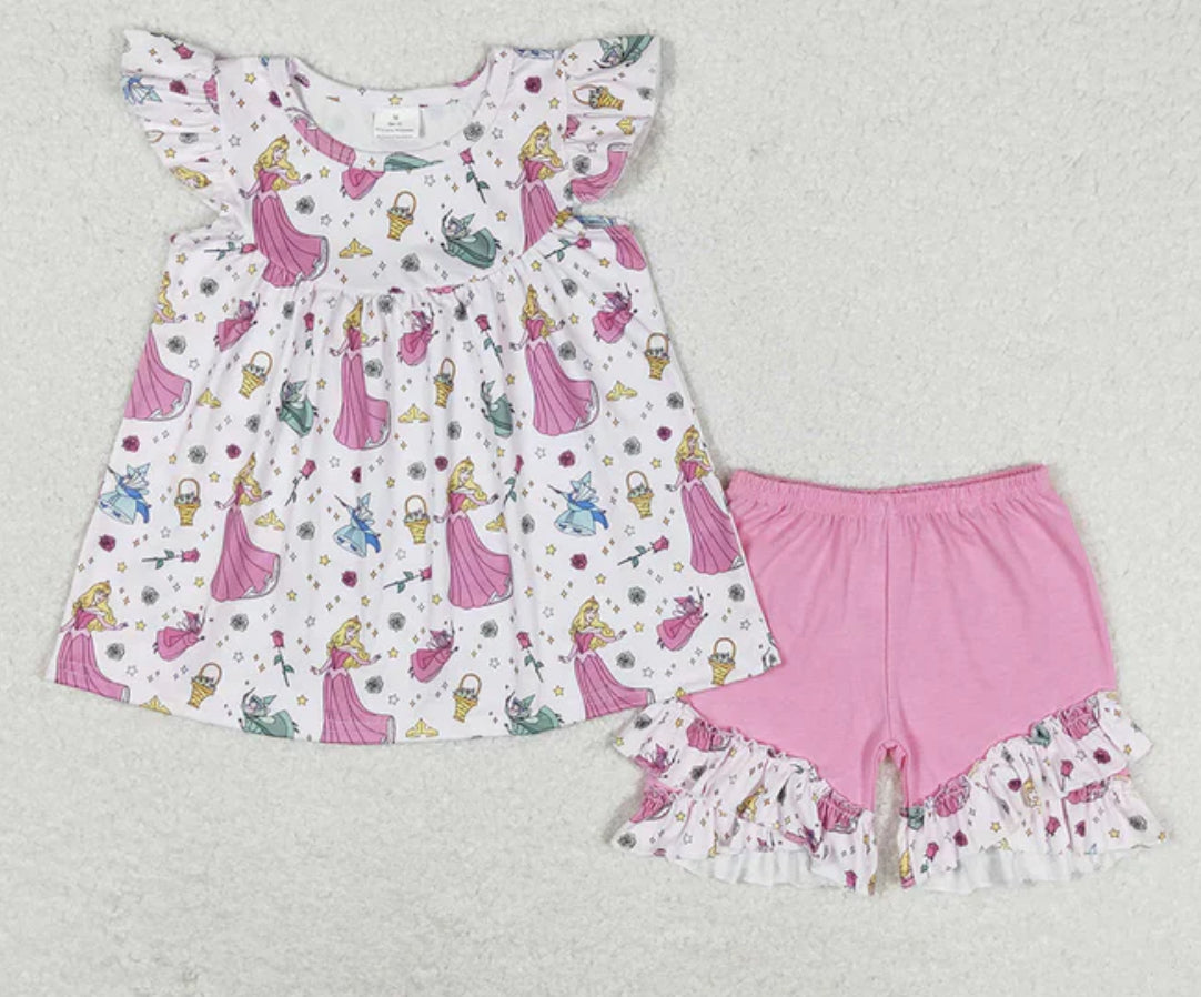 Princess Flutter Sleeve Shorts Sets