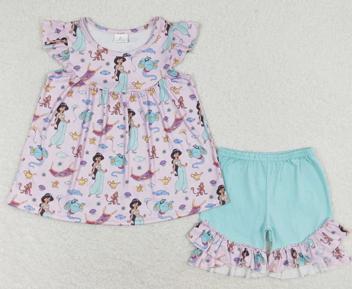Princess Flutter Sleeve Shorts Sets