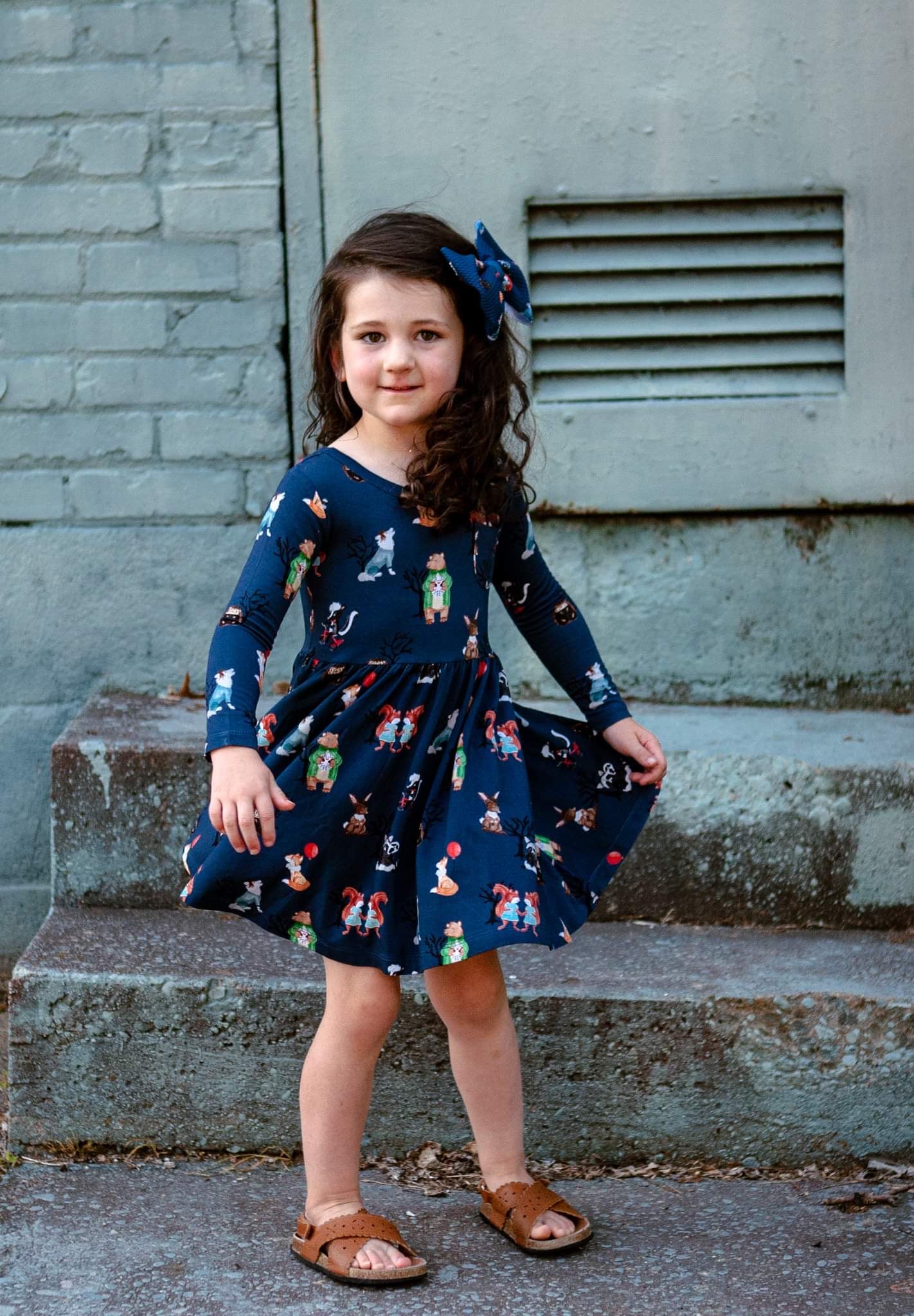 Frightful Forest Long Sleeve Twirl Dress
