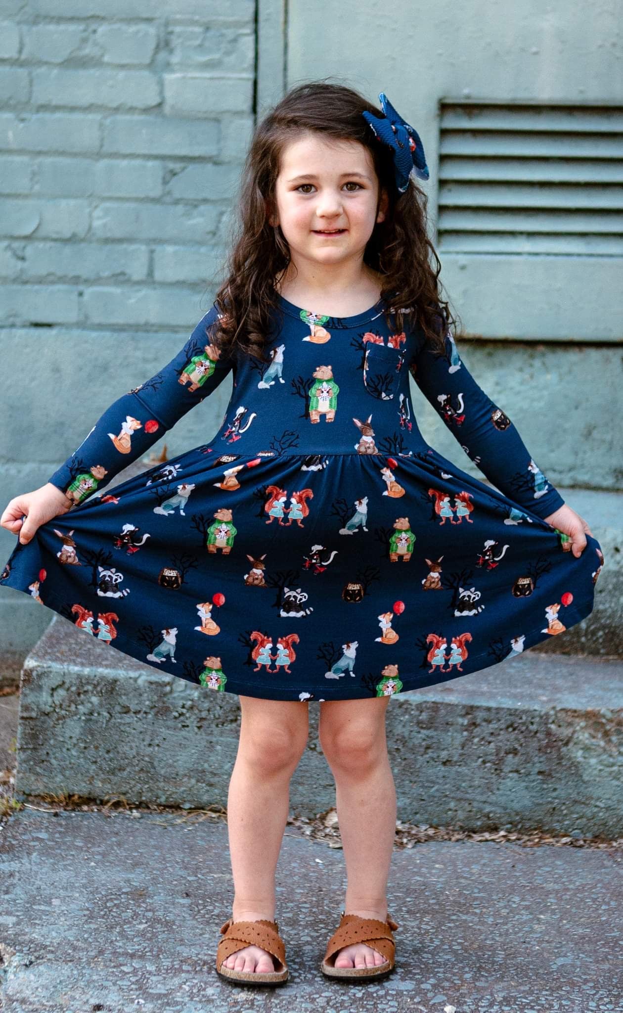 Frightful Forest Long Sleeve Twirl Dress