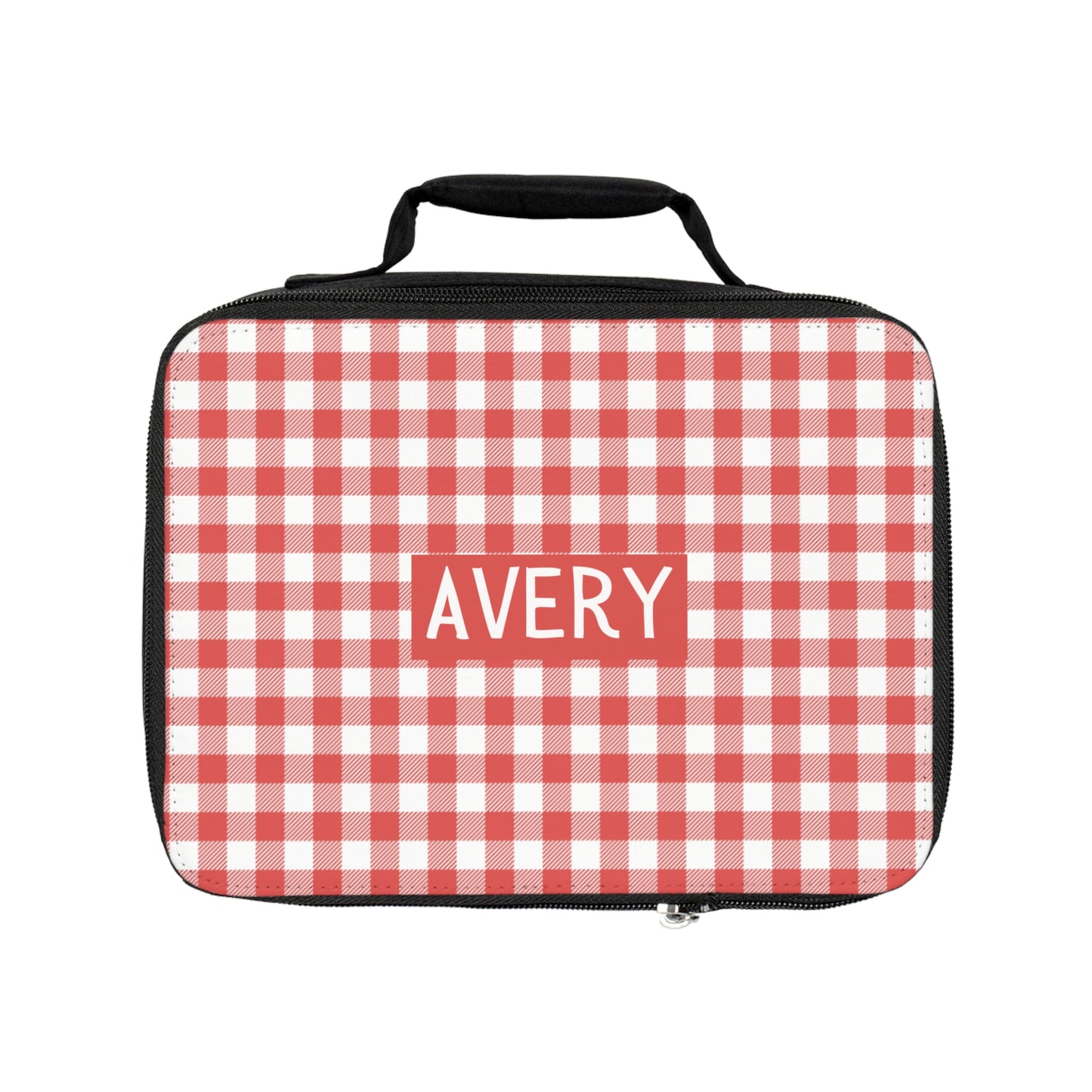 Red Gingham Lunch Bag (INCLUDE CUSTOM NAME & FONT OPTION IN NOTES AT CHECKOUT)