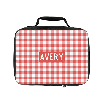 Red Gingham Lunch Bag (INCLUDE CUSTOM NAME & FONT OPTION IN NOTES AT CHECKOUT)