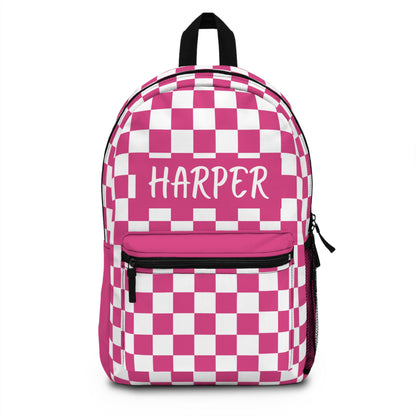 Pink Checks Backpack (INCLUDE CUSTOM NAME & FONT OPTION IN NOTES AT CHECKOUT)