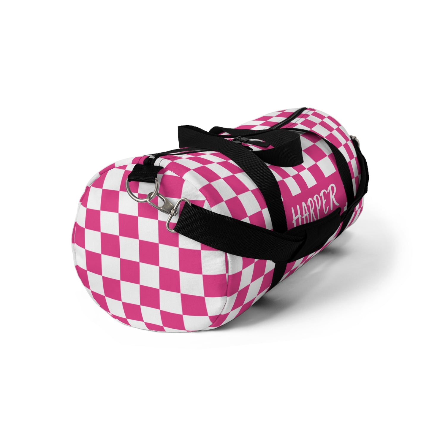 Pink Checks Duffel Bag (INCLUDE CUSTOM NAME & FONT OPTION IN NOTES AT CHECKOUT)
