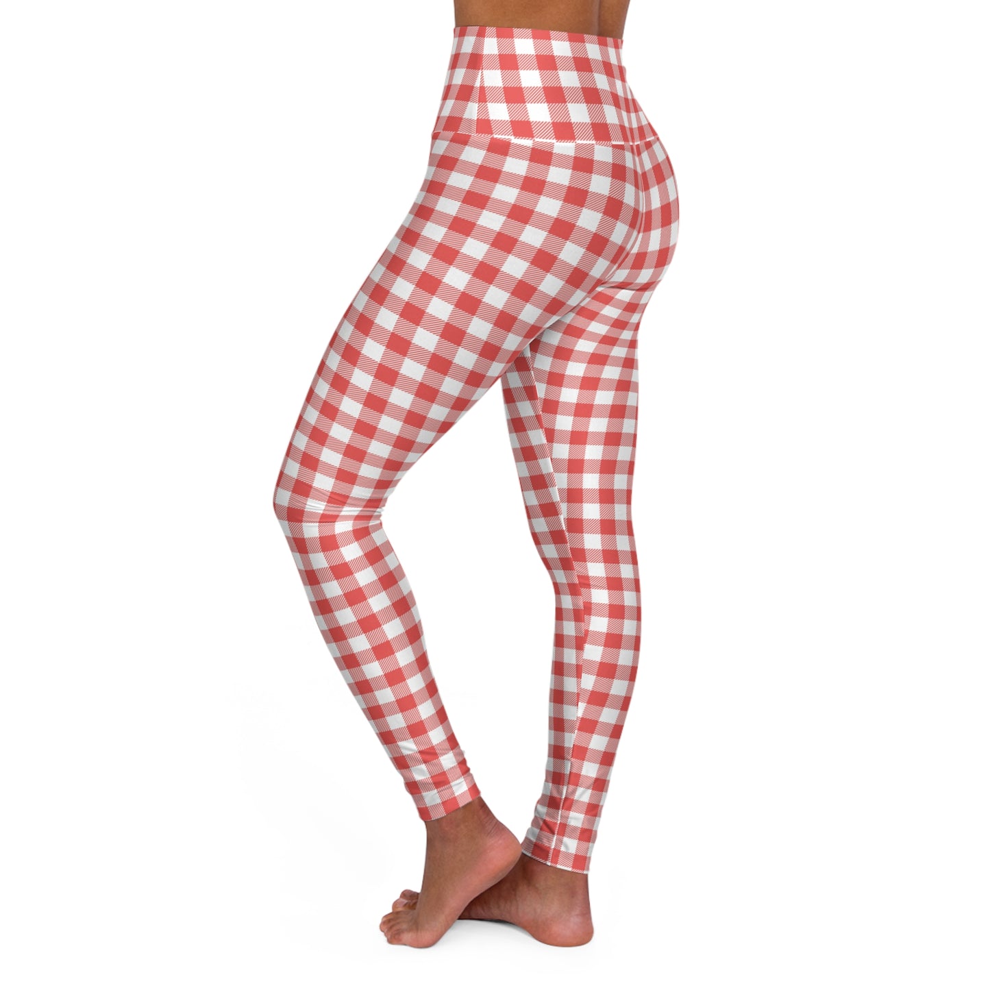 Red Gingham High Waisted Yoga Leggings