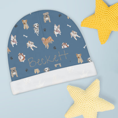 Dog-gone Comfy Baby Beanie (INCLUDE CUSTOM NAME & FONT OPTION IN NOTES AT CHECKOUT)