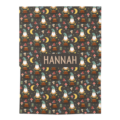 Gnomey Nights Swaddle Blanket (INCLUDE CUSTOM NAME & FONT OPTION IN NOTES AT CHECKOUT)