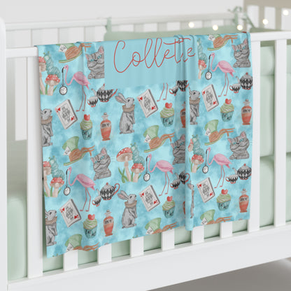 We’re All Mad Here Swaddle Blanket (INCLUDE CUSTOM NAME & FONT OPTION IN NOTES AT CHECKOUT)