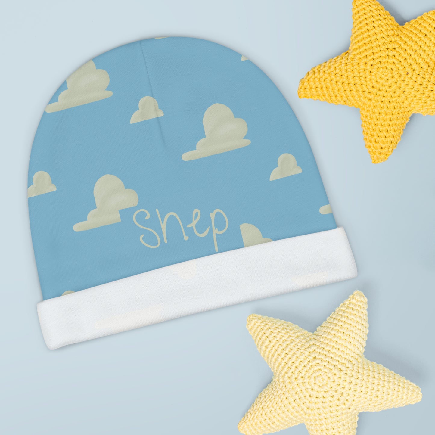 Clouds Baby Beanie (INCLUDE CUSTOM NAME & FONT OPTION IN NOTES AT CHECKOUT)