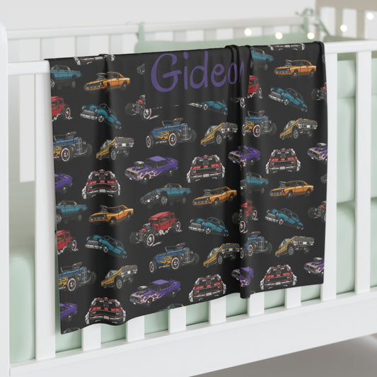 Hotrod Road Swaddle Blanket (INCLUDE CUSTOM NAME & FONT OPTION IN NOTES AT CHECKOUT)