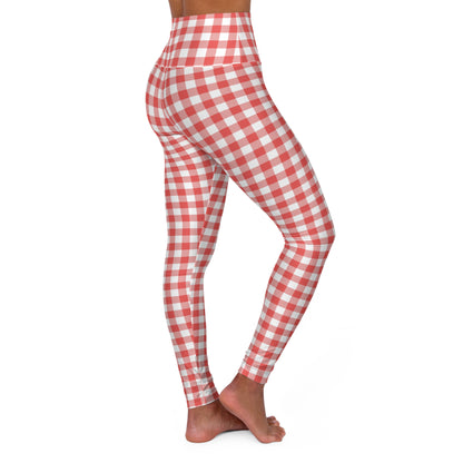 Red Gingham High Waisted Yoga Leggings