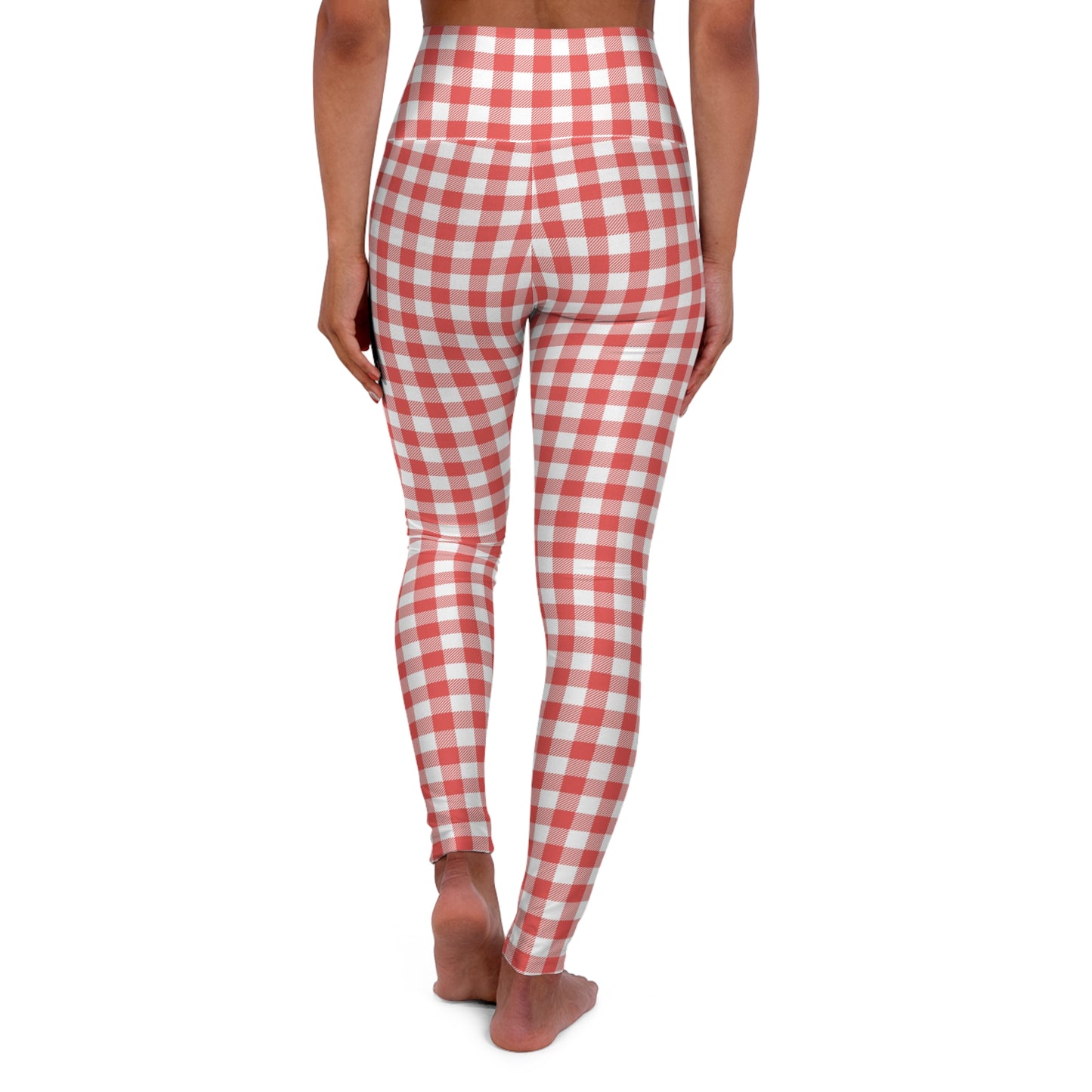 Red Gingham High Waisted Yoga Leggings