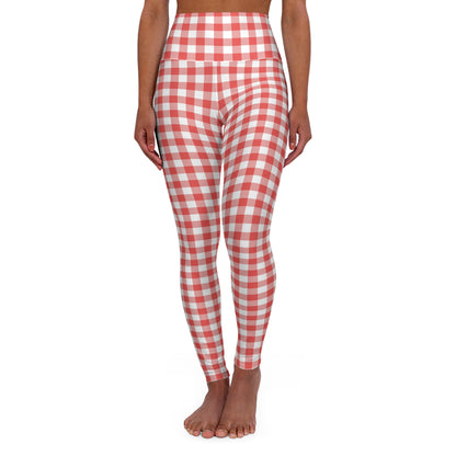 Red Gingham High Waisted Yoga Leggings