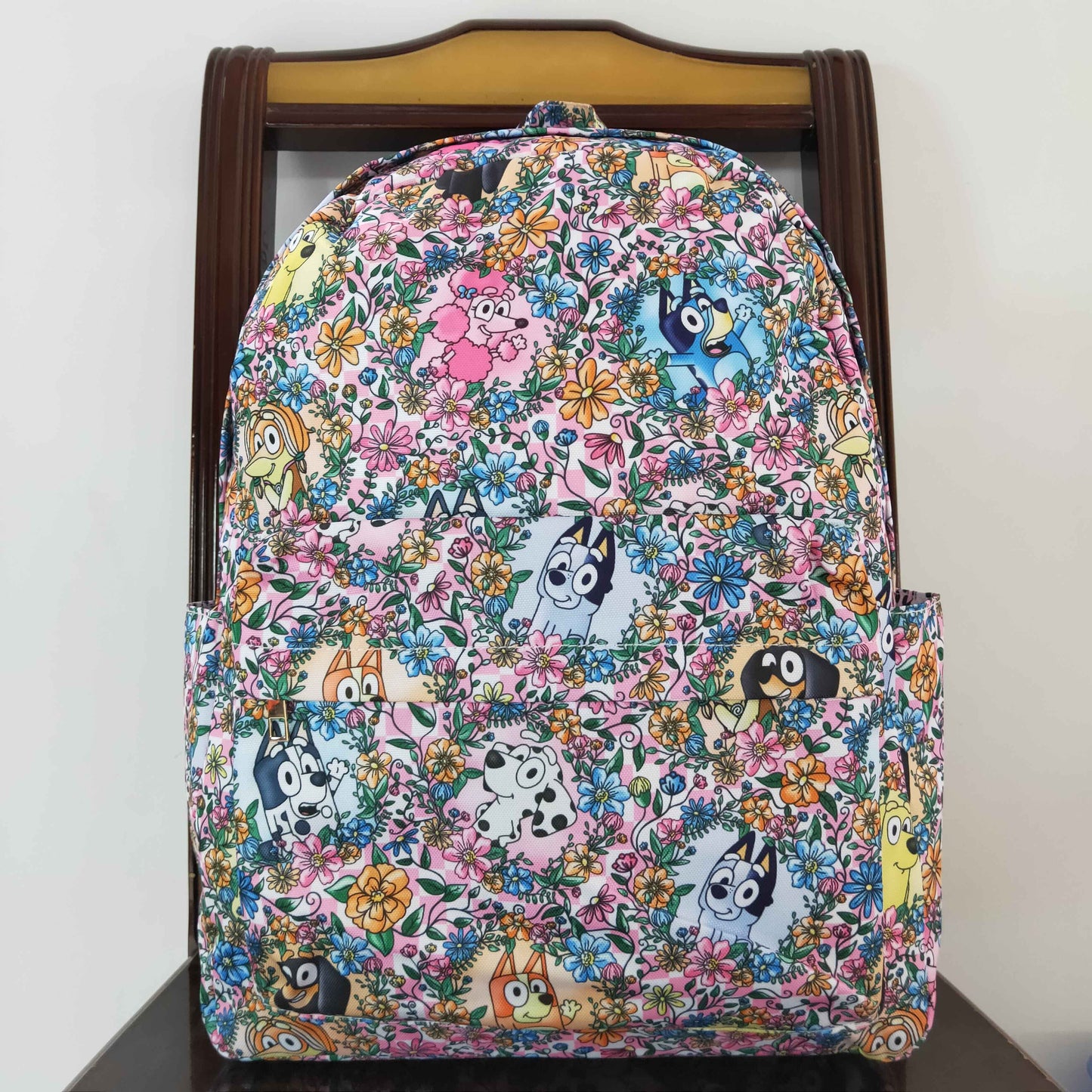 Blue Dog Flower Backpack