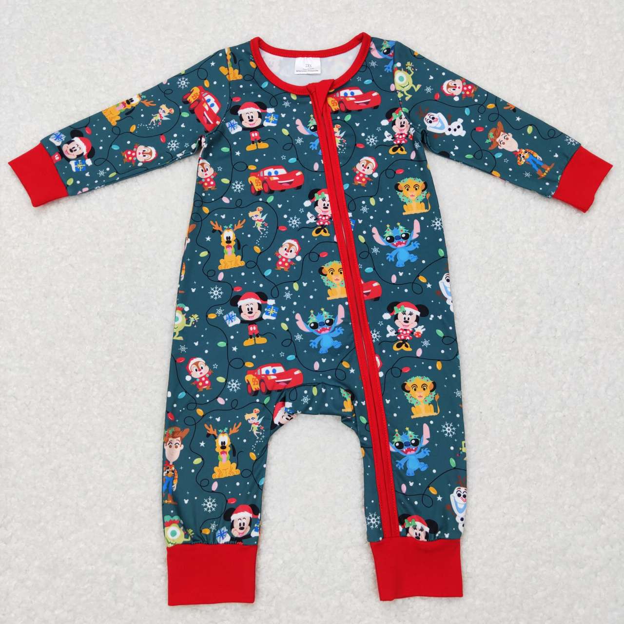 Christmas Characters Zip up Jumpsuit (MILK SILK)