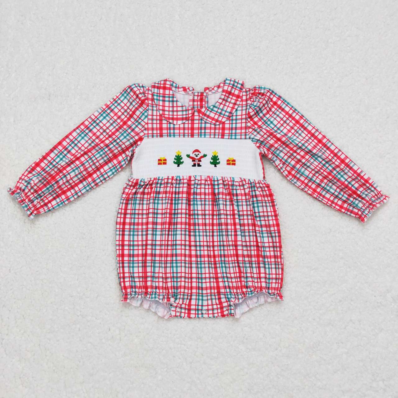 Smocked Plaid Santa Outfits