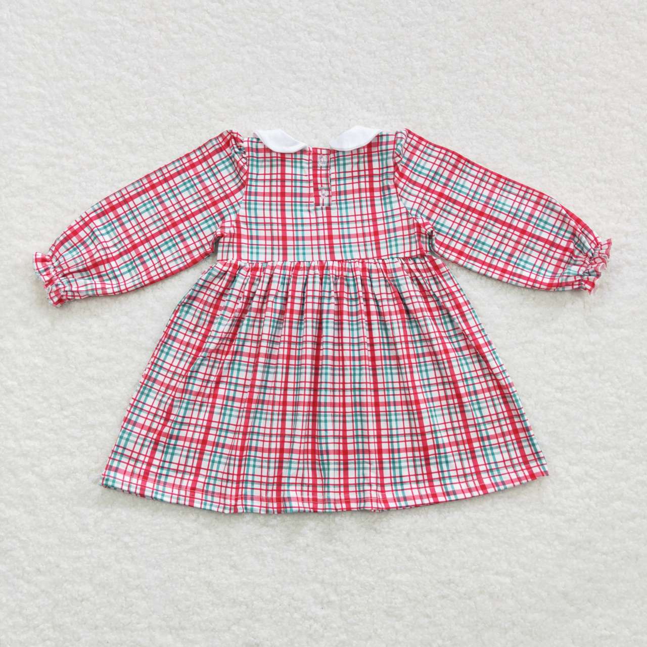 Smocked Plaid Poinsettas Dress