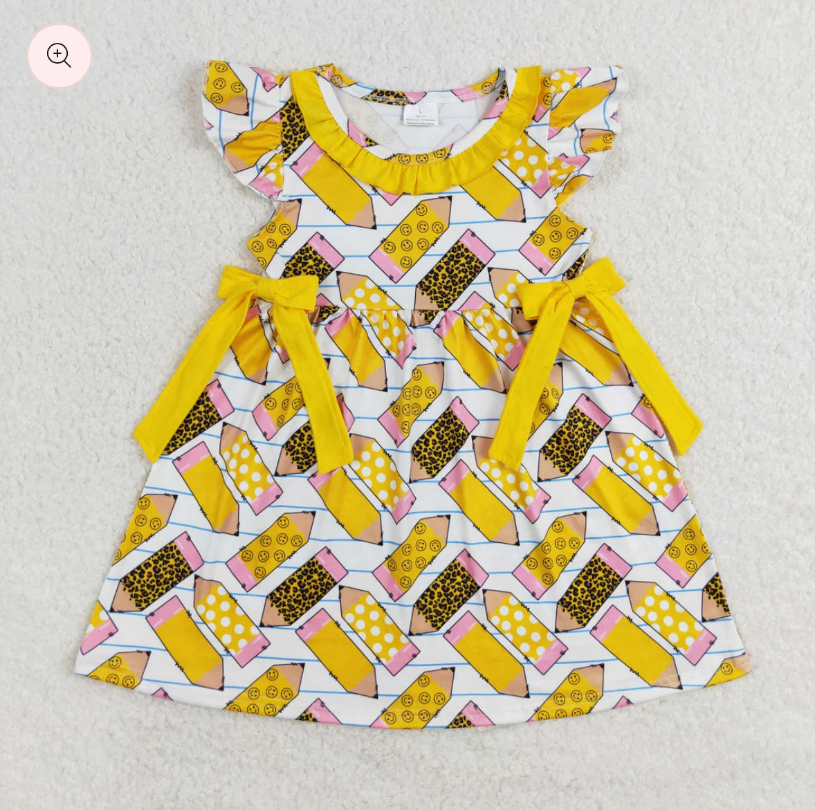 Back to School Pencils Flutter Sleeve Twirl Dress