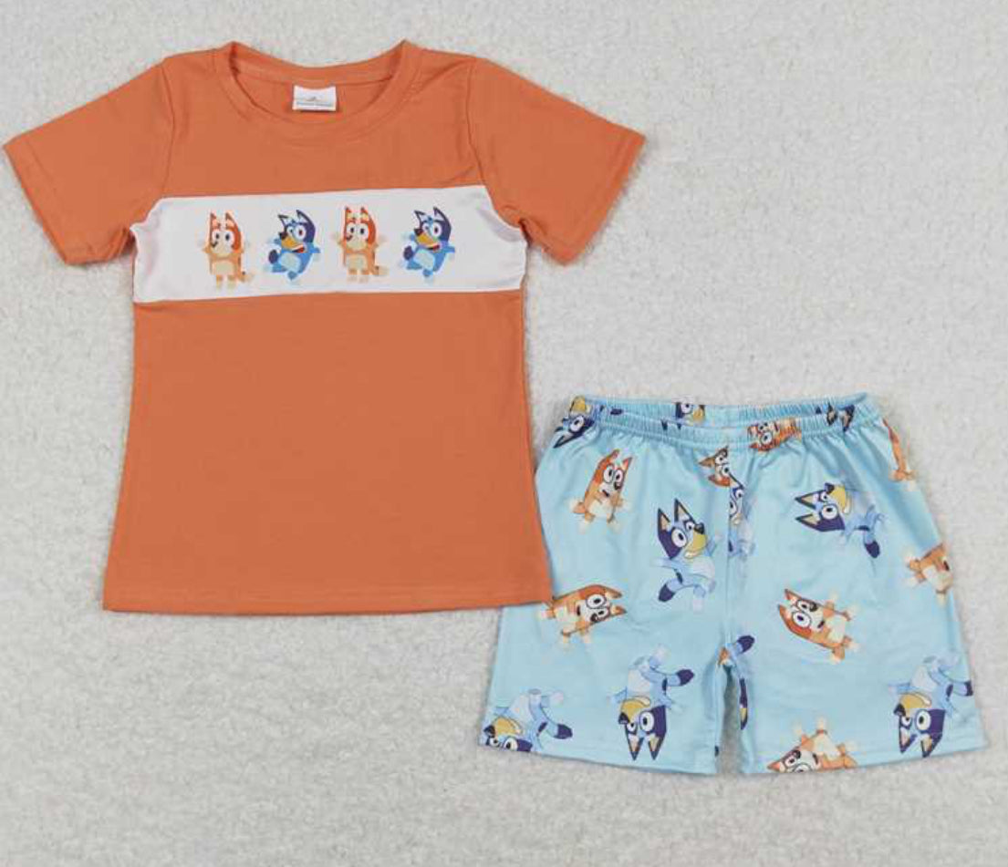 Blue Dog Shorts Set