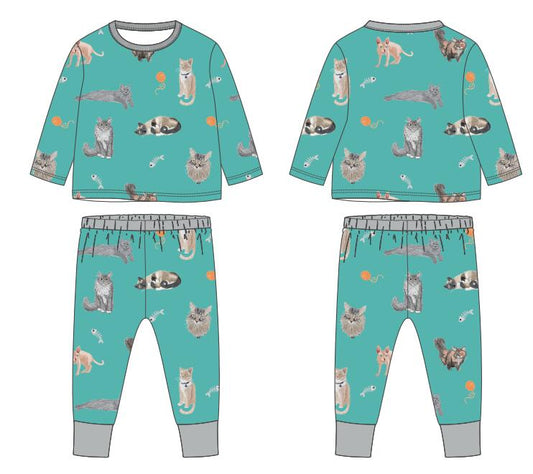 Purr-fectly Cozy Two Piece Children's Pajamas